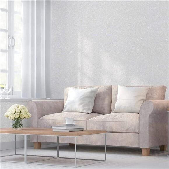 White Peel and Stick Wallpaper Textured Contact Paper for Walls Cabinets Shelf - Picture 2 of 7